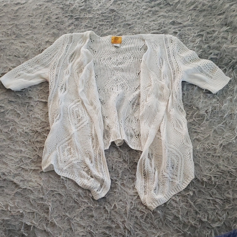 Ruby Rd. White Open-Front Cardigan - image 1